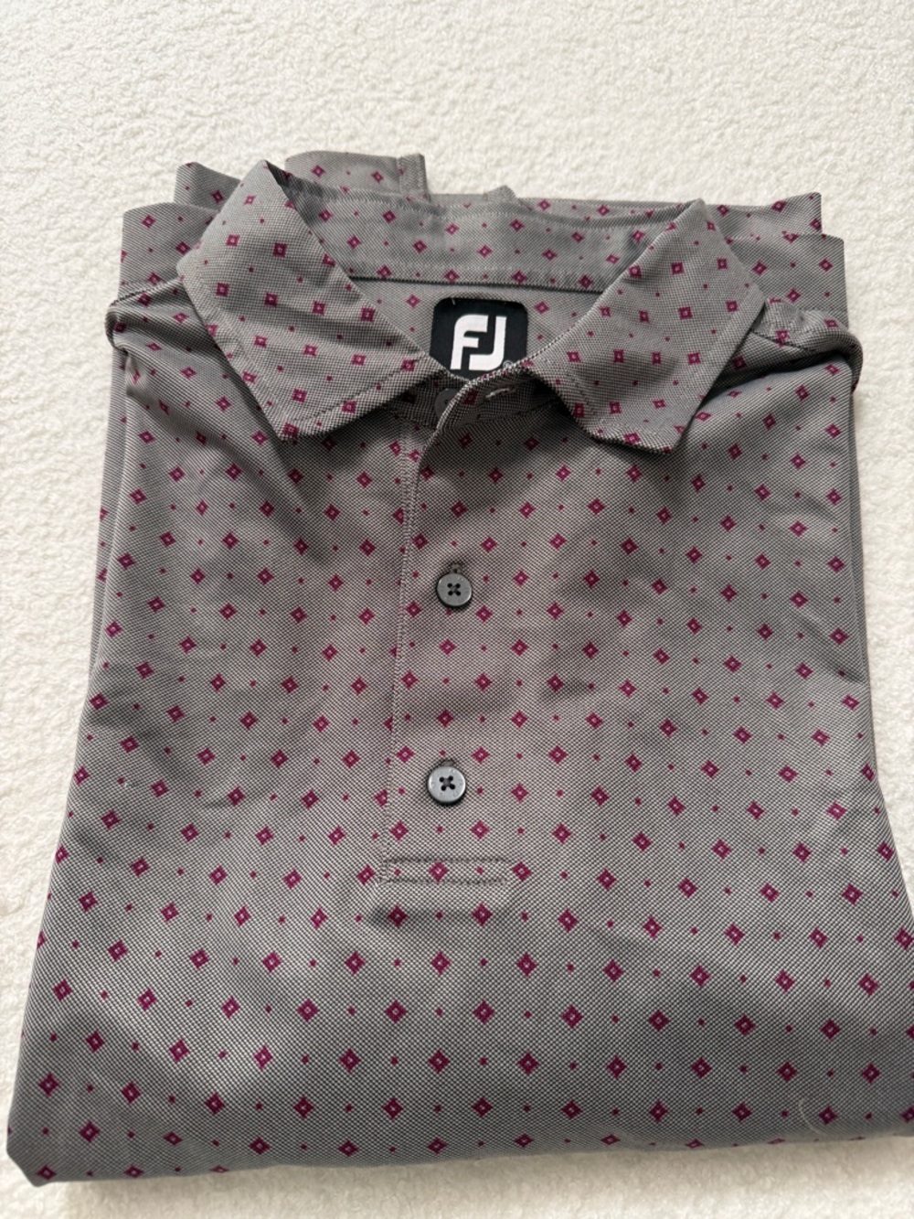 FootJoy Grey Polo with Burgundy Diamond Print